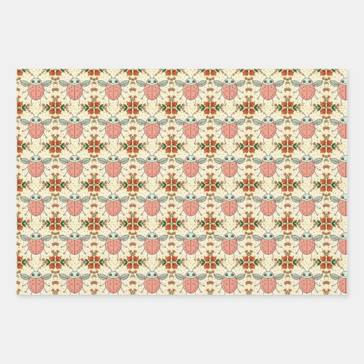 Schattigee lieveheersbeestje harten lovebug handge inpakpapier vel (Voorkant)