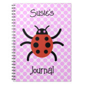 Schattigee lieveheersbeestje kunst op roze persoon notitieboek (Voorkant)