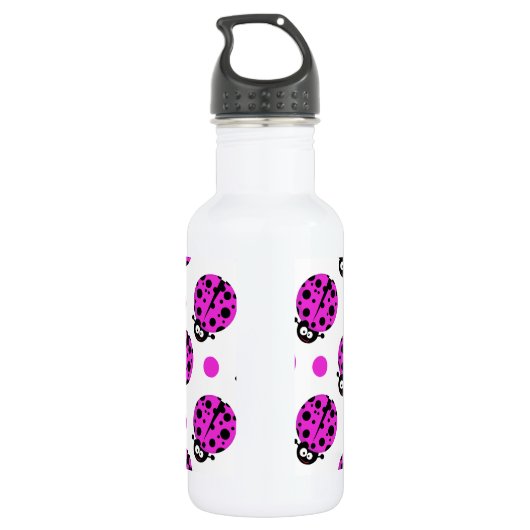 Schattigee lieveheersbeestje, Neon Paarse & witte Waterfles (Achterkant)