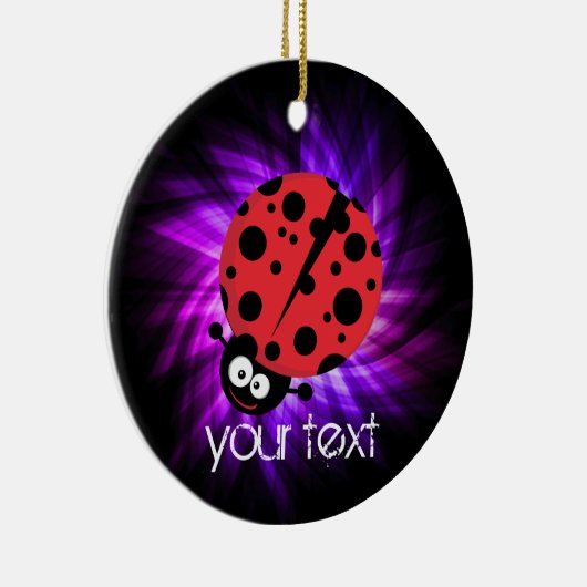 Schattigee lieveheersbeestje; Paarse Keramisch Ornament (Rechts)