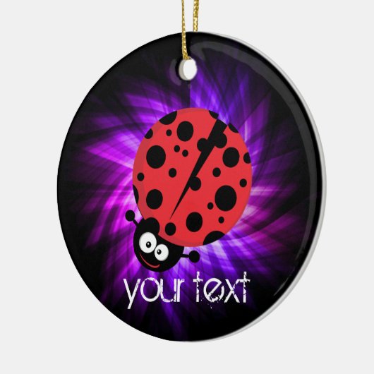 Schattigee lieveheersbeestje; Paarse Keramisch Ornament (Links)