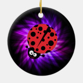 Schattigee lieveheersbeestje; Paarse Keramisch Ornament (Achterkant)