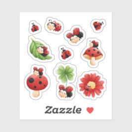 Schattigee lieveheersbeestje Sticker Set - grillig