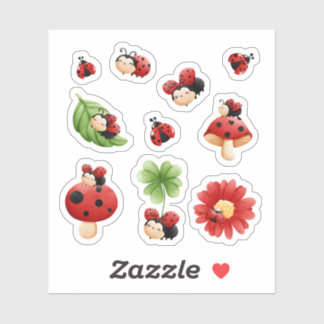 Schattigee lieveheersbeestje Sticker Set - grillig