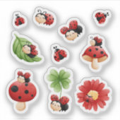 Schattigee lieveheersbeestje Sticker Set - grillig (Voorkant)