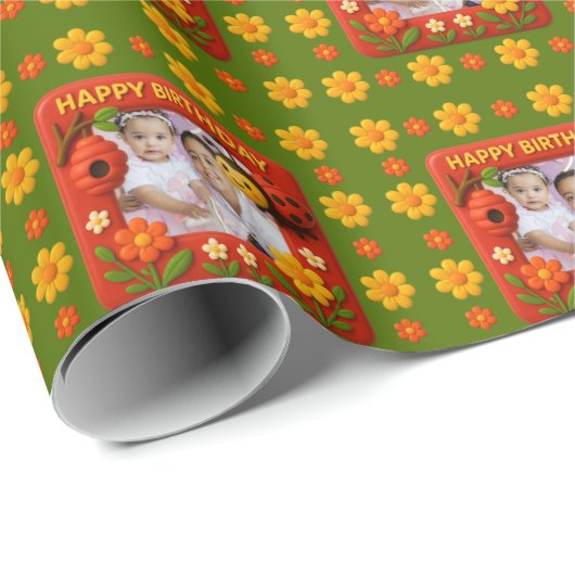 Schattigee lieveheersbeestje verjaardagsfoto  cadeaupapier (Rol Hoek)