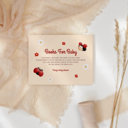Schattigee lieveheersbeestjes Baby shower Boeken v Informatiekaartje