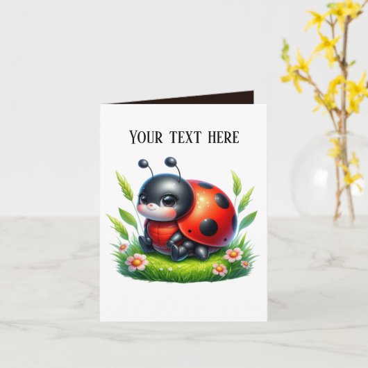 Schattigee lieveheersbeestjes bericht toevoegen kaart (Gele Bloem)