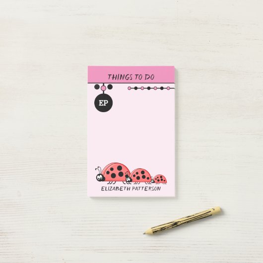 Schattigee lieveheersbeestjes Dingen om te doen na Post-it® Notes (Op bureau)