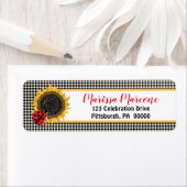 Schattigee lieveheersbeestjes en zonnebloemen BW G Etiket (Insitu)