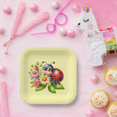 Schattigee lieveheersbeestjes insecten papieren bordje (Feest)