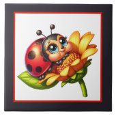 Schattigee lieveheersbeestjes insecten tegeltje (Voorkant)