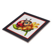 Schattigee lieveheersbeestjes insecten tegeltje (Zijkant)