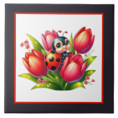 Schattigee lieveheersbeestjes insecten tegeltje (Voorkant)