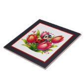 Schattigee lieveheersbeestjes insecten tegeltje (Zijkant)