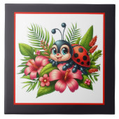 Schattigee lieveheersbeestjes insecten tegeltje (Voorkant)