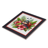 Schattigee lieveheersbeestjes insecten tegeltje (Zijkant)