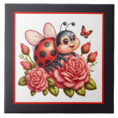 Schattigee lieveheersbeestjes insecten tegeltje (Voorkant)