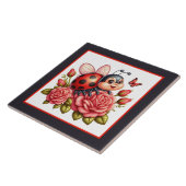 Schattigee lieveheersbeestjes insecten tegeltje (Zijkant)