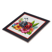 Schattigee lieveheersbeestjes insecten tegeltje (Zijkant)