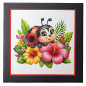 Schattigee lieveheersbeestjes insecten tegeltje (Voorkant)