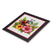 Schattigee lieveheersbeestjes insecten tegeltje (Zijkant)