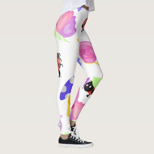 Schattigee lieveheersbeestjes Natuur witte Legging (Rechts)