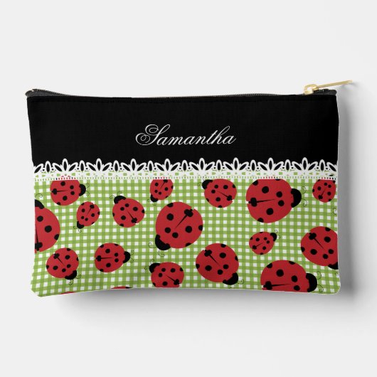 Schattigee lieveheersbeestjes op groen en aangepas etui (Achterkant)