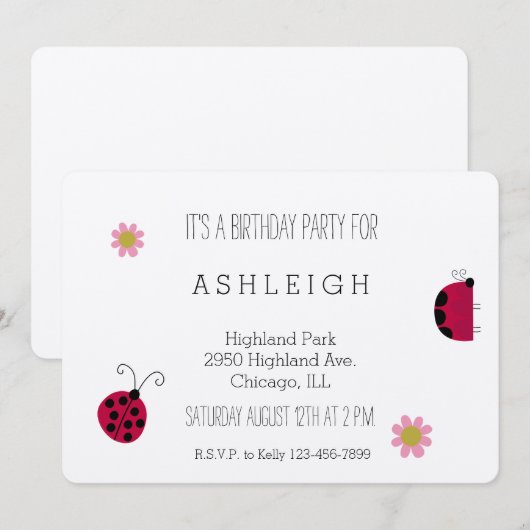 Schattigee lieveheersbeestjes verjaardag kaart (Voorkant / Achterkant)