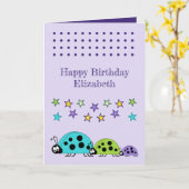 Schattigee lieveheersbeestjesnaam sterren paarse k kaart (Gele Bloem)