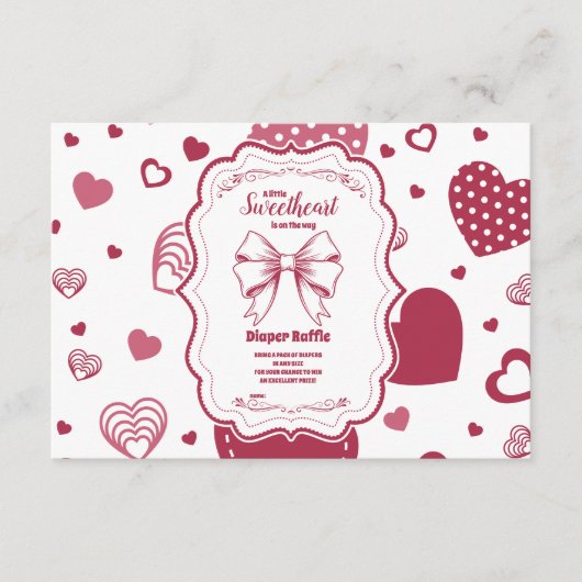 Schattigee lieverd Valentijnsdag Diapper Raffle Informatiekaartje (Voorkant)