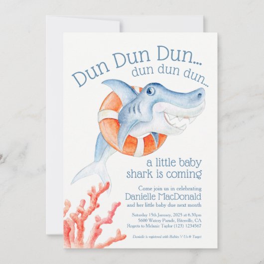 Schattigee Lifesaver baby Shark waterverf baby sho Kaart (Voorkant)