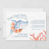 Schattigee Lifesaver Shark waterverf baby shower Kaart (Voorkant)