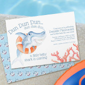 Schattigee Lifesaver Shark waterverf baby shower Kaart
