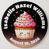 Schattigee L'il Cupcake Snoep Sprinkles Baby showe Ronde Button 6,0 Cm (Voorkant)