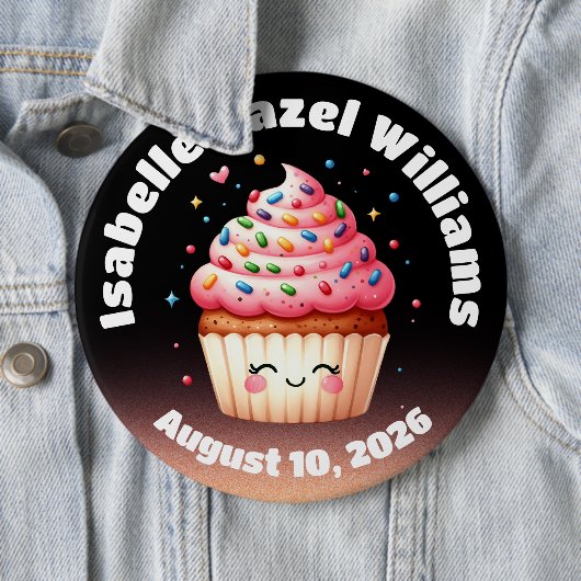 Schattigee L'il Cupcake Snoep Sprinkles Baby showe Ronde Button 6,0 Cm (In situ)