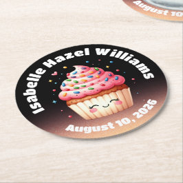 Schattigee L'il Cupcake Snoep Sprinkles Baby showe Ronde Kartonnen Onderzetter