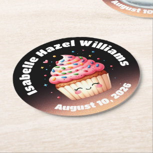 Schattigee L'il Cupcake Snoep Sprinkles Baby showe Ronde Kartonnen Onderzetter