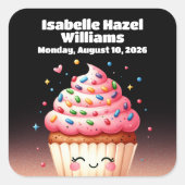 Schattigee L'il Cupcake Snoep Sprinkles Baby showe Vierkante Sticker (Voorkant)