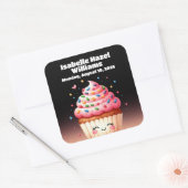 Schattigee L'il Cupcake Snoep Sprinkles Baby showe Vierkante Sticker (Envelop)