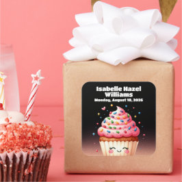 Schattigee L'il Cupcake Snoep Sprinkles Baby showe Vierkante Sticker
