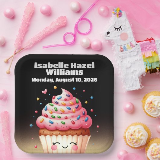 Schattigee L'il Cupcake Sprinkles Baby shower Papieren Bordje (Feest)