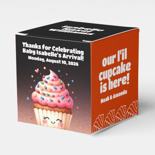 Schattigee L'il Cupcake Sprinkles Baby shower Welk Bedankdoosjes (Voorkant Zijde)