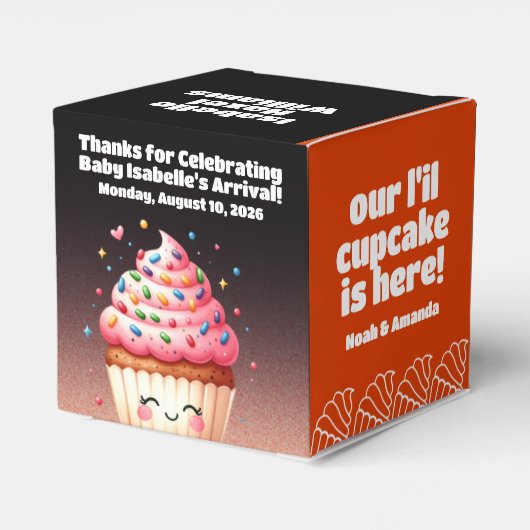 Schattigee L'il Cupcake Sprinkles Baby shower Welk Bedankdoosjes (Achterkant)