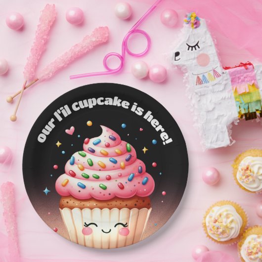 Schattigee L'il Cupcake Sprinkles Baby shower Welk Papieren Bordje (Feest)