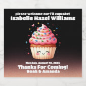 Schattigee L'il Cupcake Sprinkles Baby shower Welk Sparkling Wijnetiket (Enkel label)