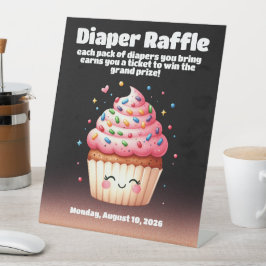 Schattigee L'il Cupcake Sprinkles Luier Raffle Sig Reclamebord Met Voetstuk