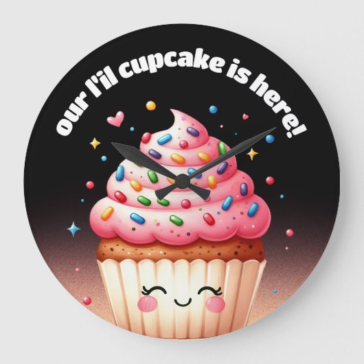 Schattigee L'il Cupcake Sprinkles Nursery Grote Klok (Voorkant)