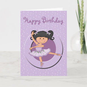 Schattigee Lila Ballerina 1 Verjaardag Kaart