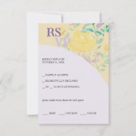 Schattigee Lila Geel Groene Bloemen Waterverf RSVP Kaartje